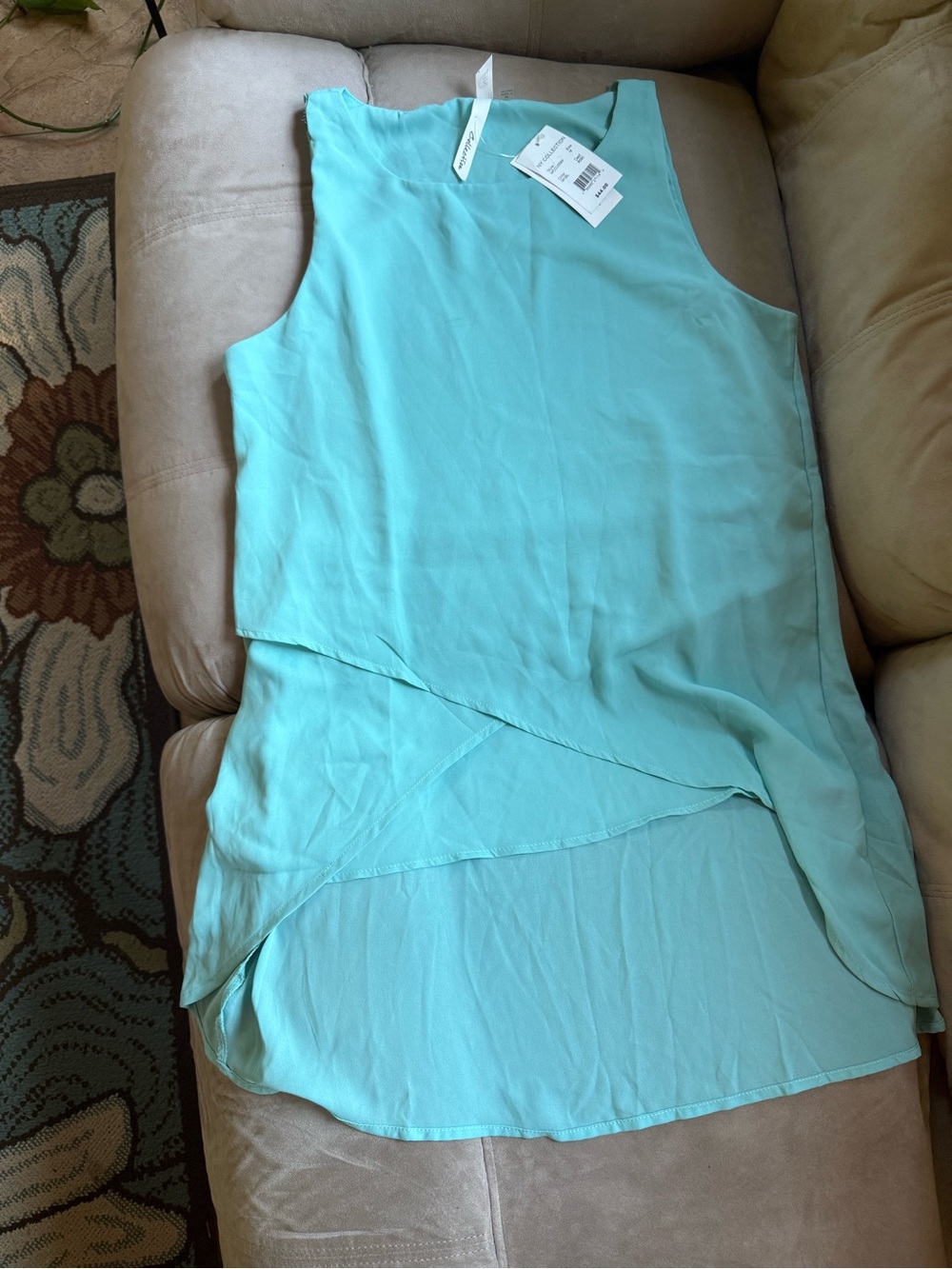 Y2K NY Collection Sleeveless Layered Aqua Tunic Top